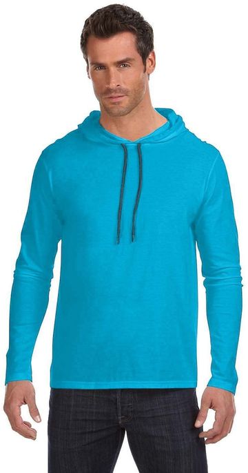 Anvil Adult Unisex Lightweight 4.3 oz 100% Cotton Long-Sleeve Hooded T-Shirt